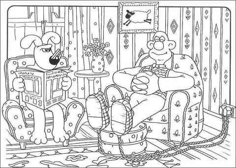 Wallace And Gromit Coloring Page